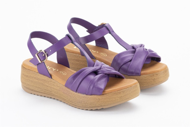 Sandales compensées bride nouée - Violet - Lince