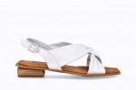 Sandales à talon carré à brides croisées - Blanc - Lince