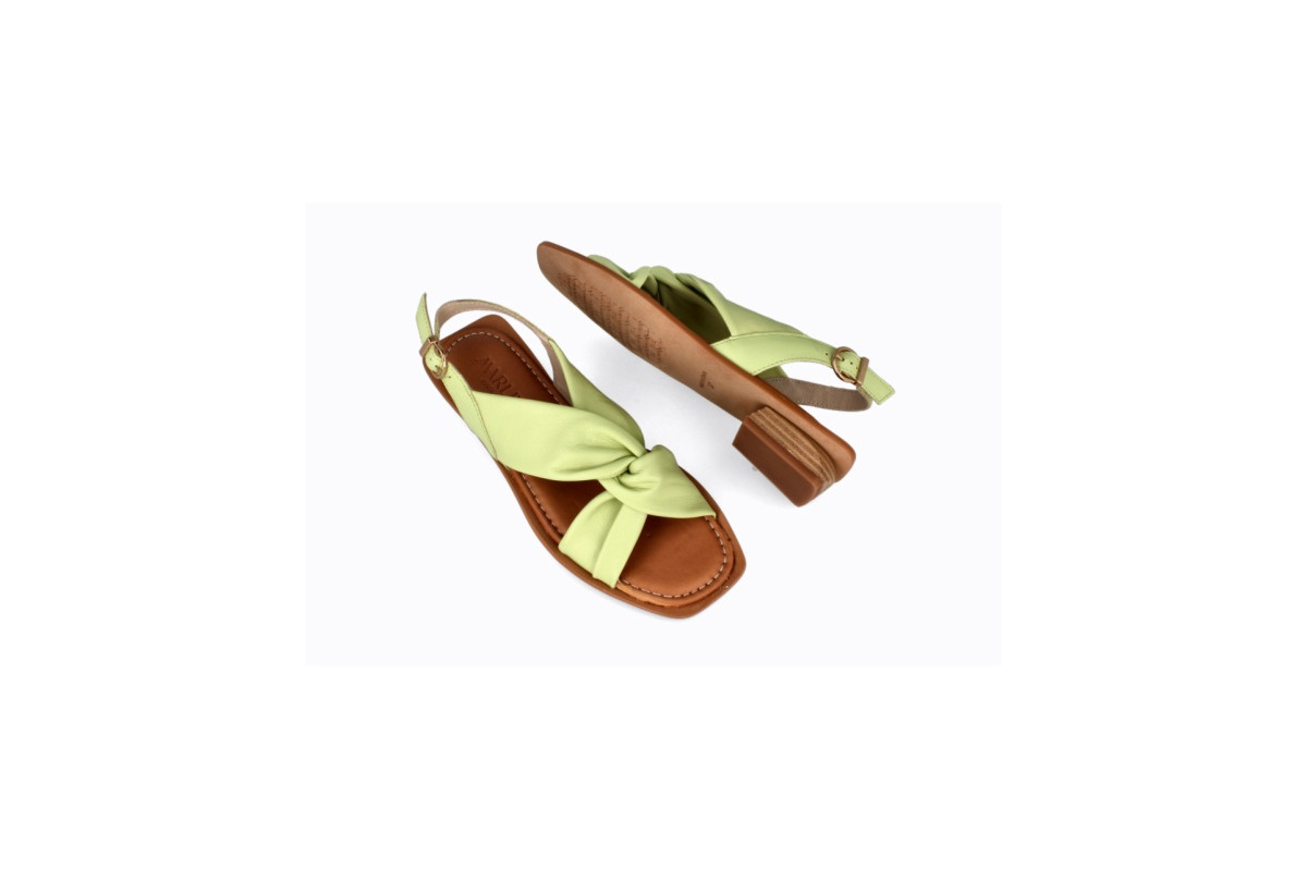 Sandales à talon carré à brides croisées - Vert - Lince