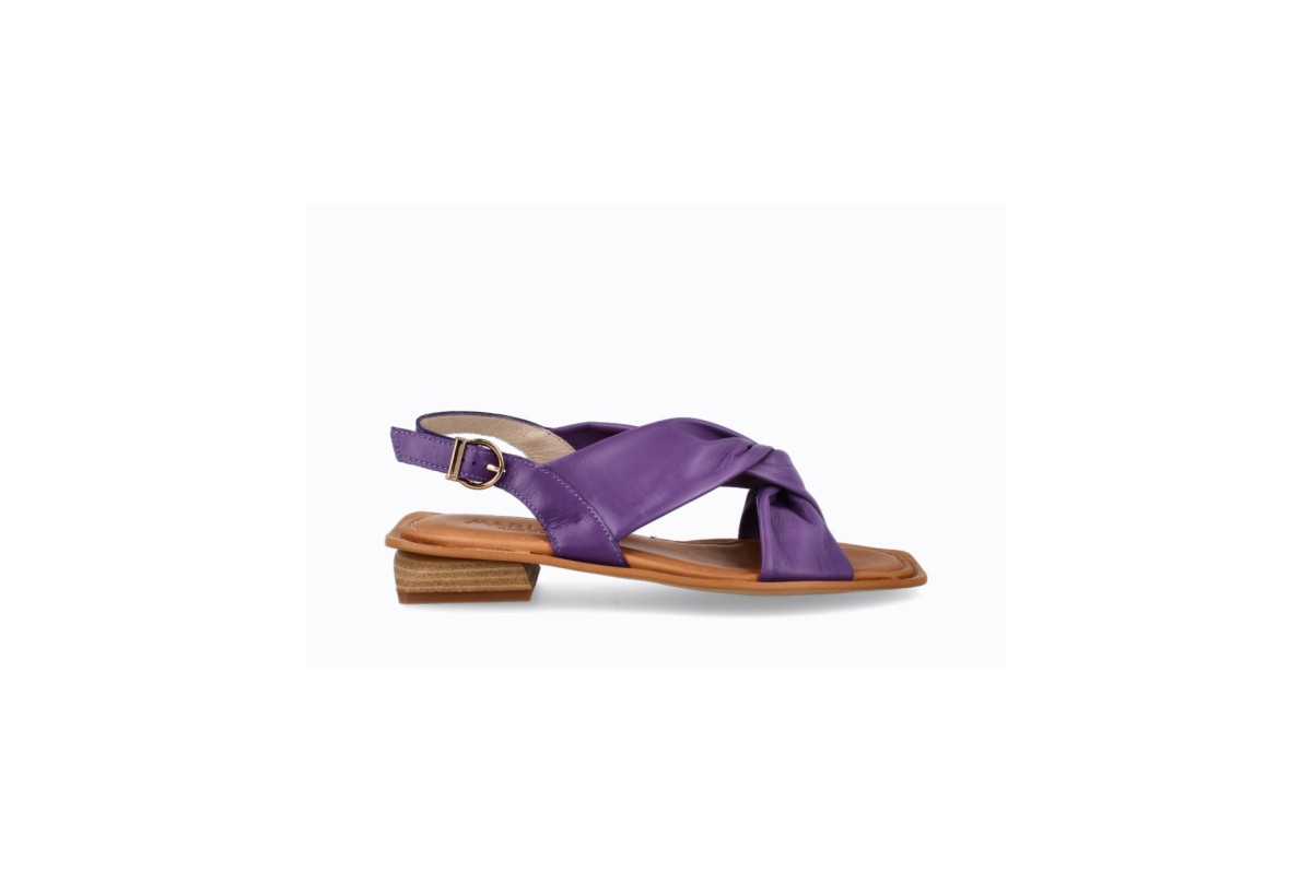 Sandales à talon carré à brides croisées - Violet - Lince