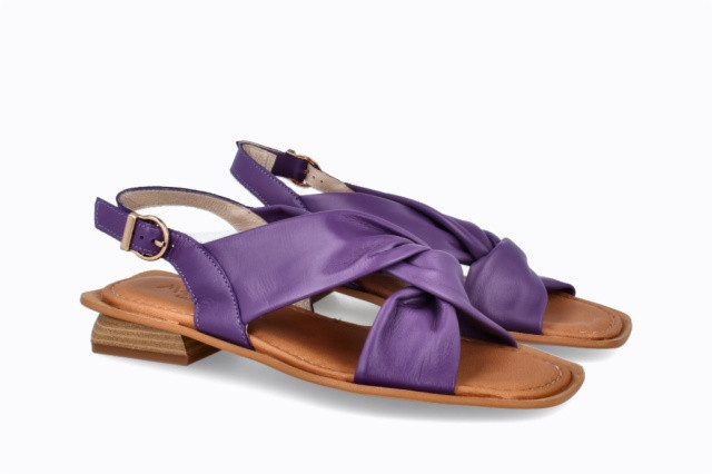 Sandales à talon carré à brides croisées - Violet - Lince
