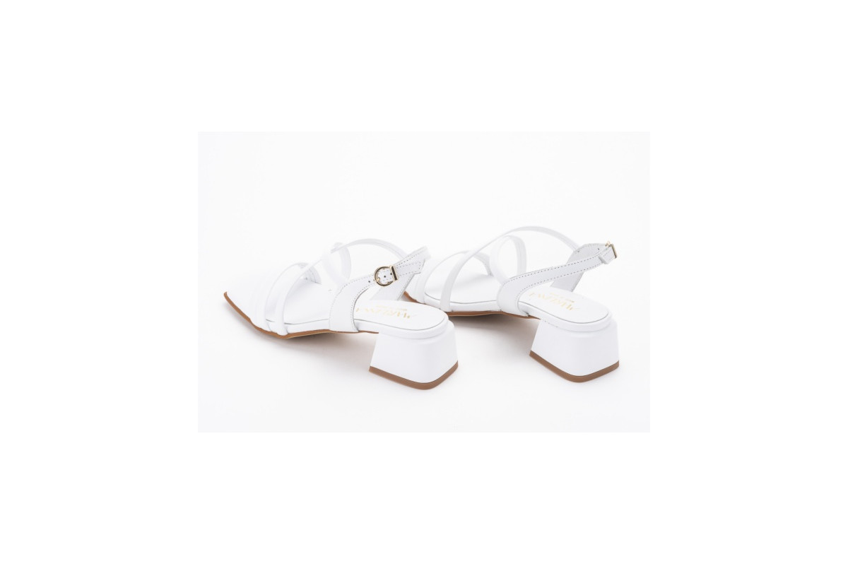 Sandales à talon bottier brides - Blanc - Lince