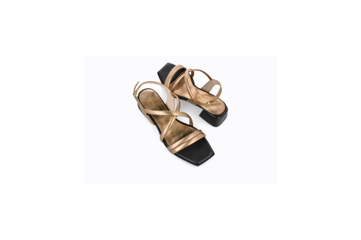 Sandales à talon bottier brides - Bronze - Lince