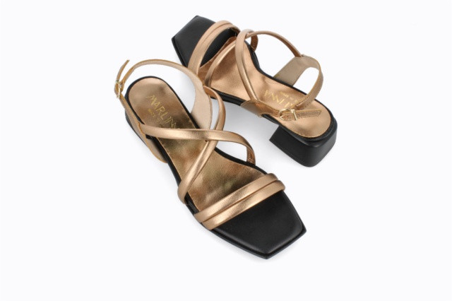 Sandales à talon bottier brides - Bronze - Lince
