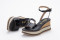 Sandales compensées à talon en cuir - Noir - Lince