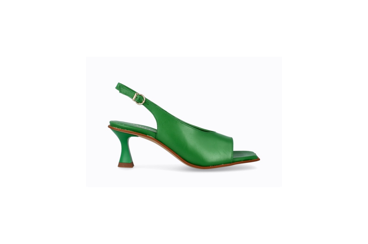 Sandales à talon entonnoir en cuir - Vert - Lince