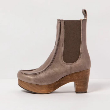 Bottines chelsea à talon et plateforme - Beige - Neosens