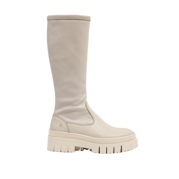 Bottes à talon en cuir style cavaliéres - Beige - art