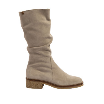 Bottes à talon en cuir suèdé - Beige - El naturalista