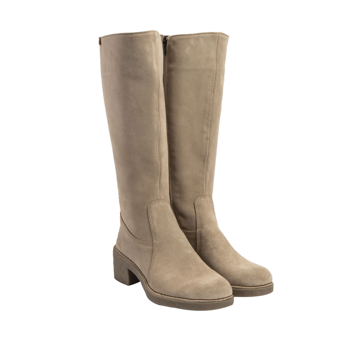 Bottes à talon en cuir doux - Beige - El naturalista