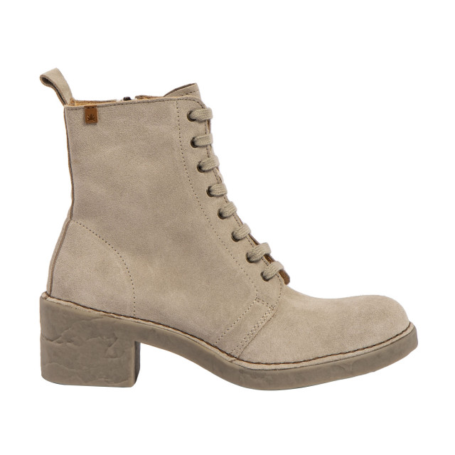 Bottines à talon et lacets en cuir suédé - Beige - El naturalista