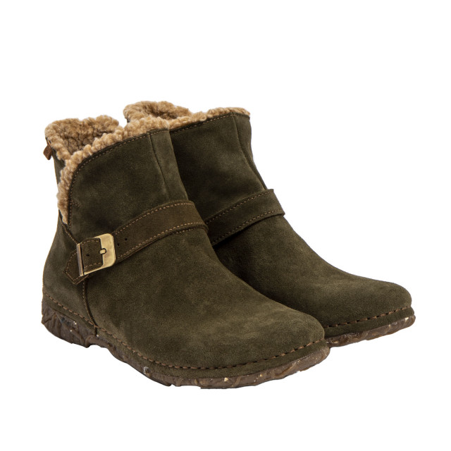 Bottines en cuir à boucle et laine - Vert - El naturalista