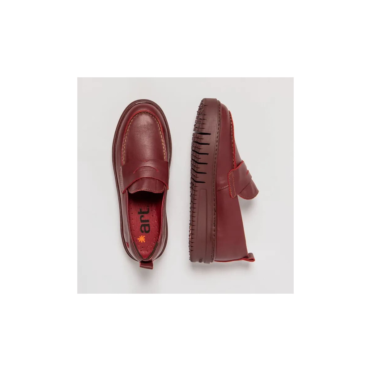 Mocassins plateforme en cuir - Rouge - art