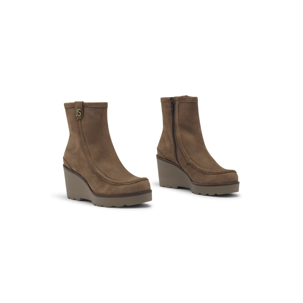 Bottines compensées en cuir - Beige - Jose Saenz