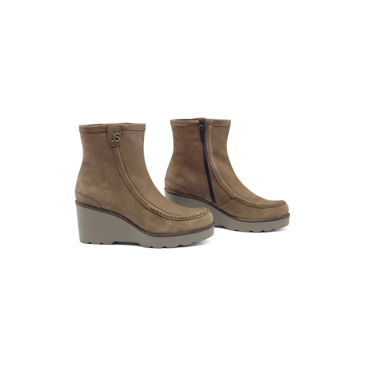 Bottines compensées en cuir - Beige - Jose Saenz