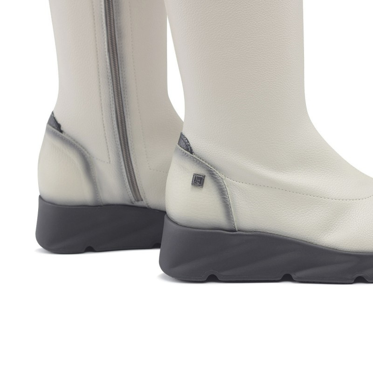 Bottes montantes compensées en cuir - Blanc - Jose Saenz