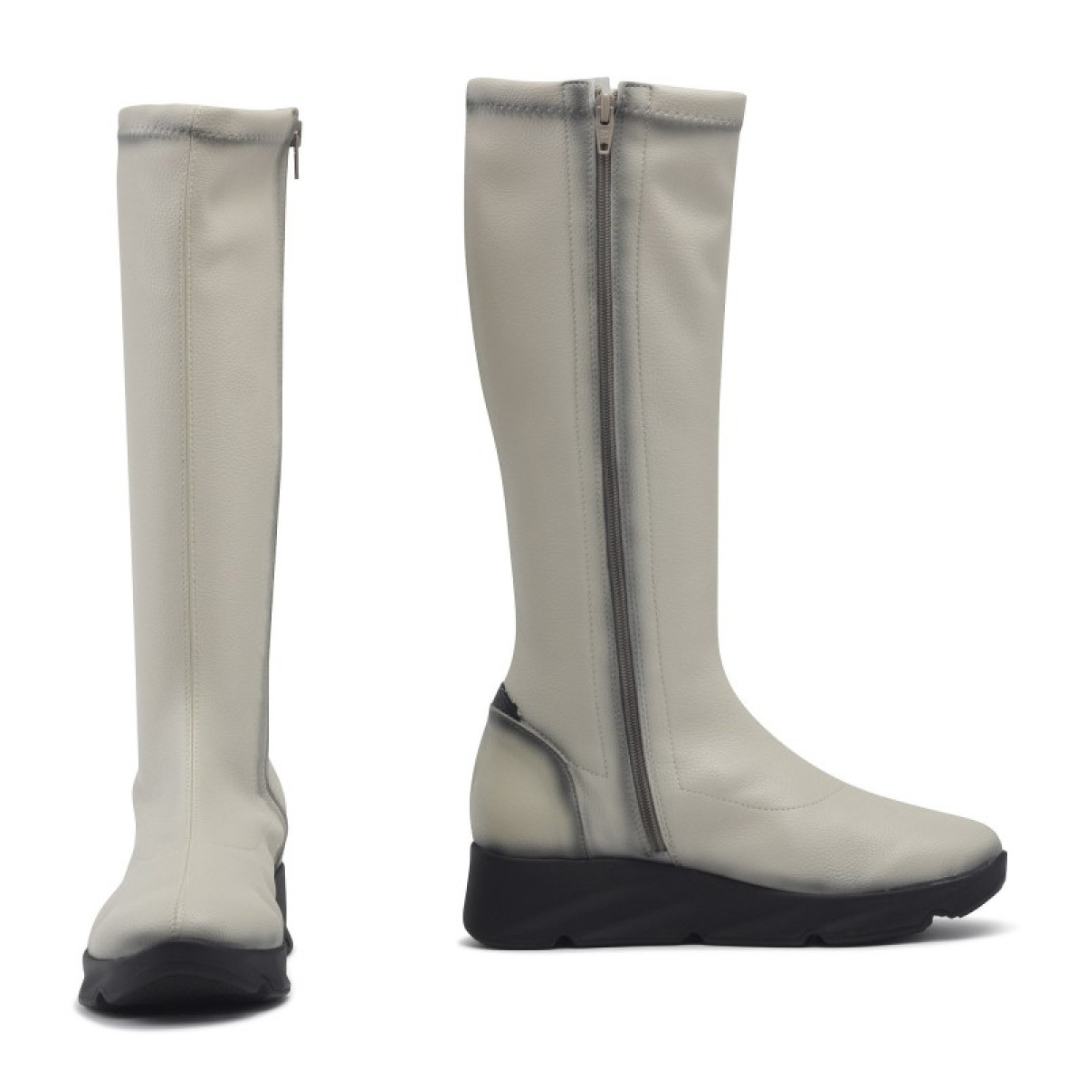 Bottes montantes compensées en cuir - Blanc - Jose Saenz