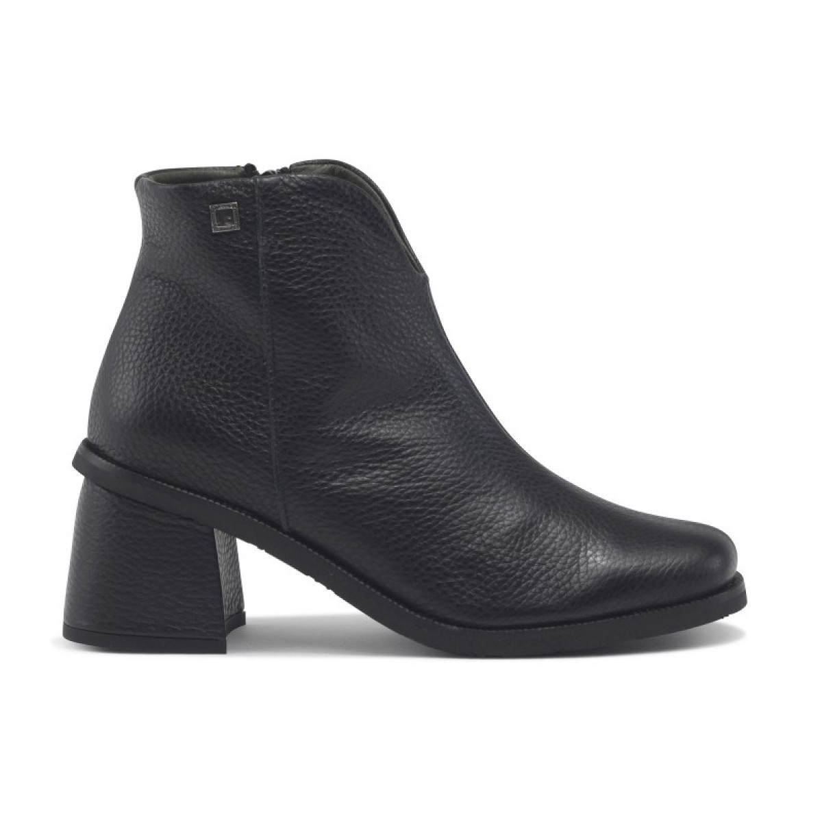 Bottines basses en cuir talon bottier - Noir - Jose Saenz