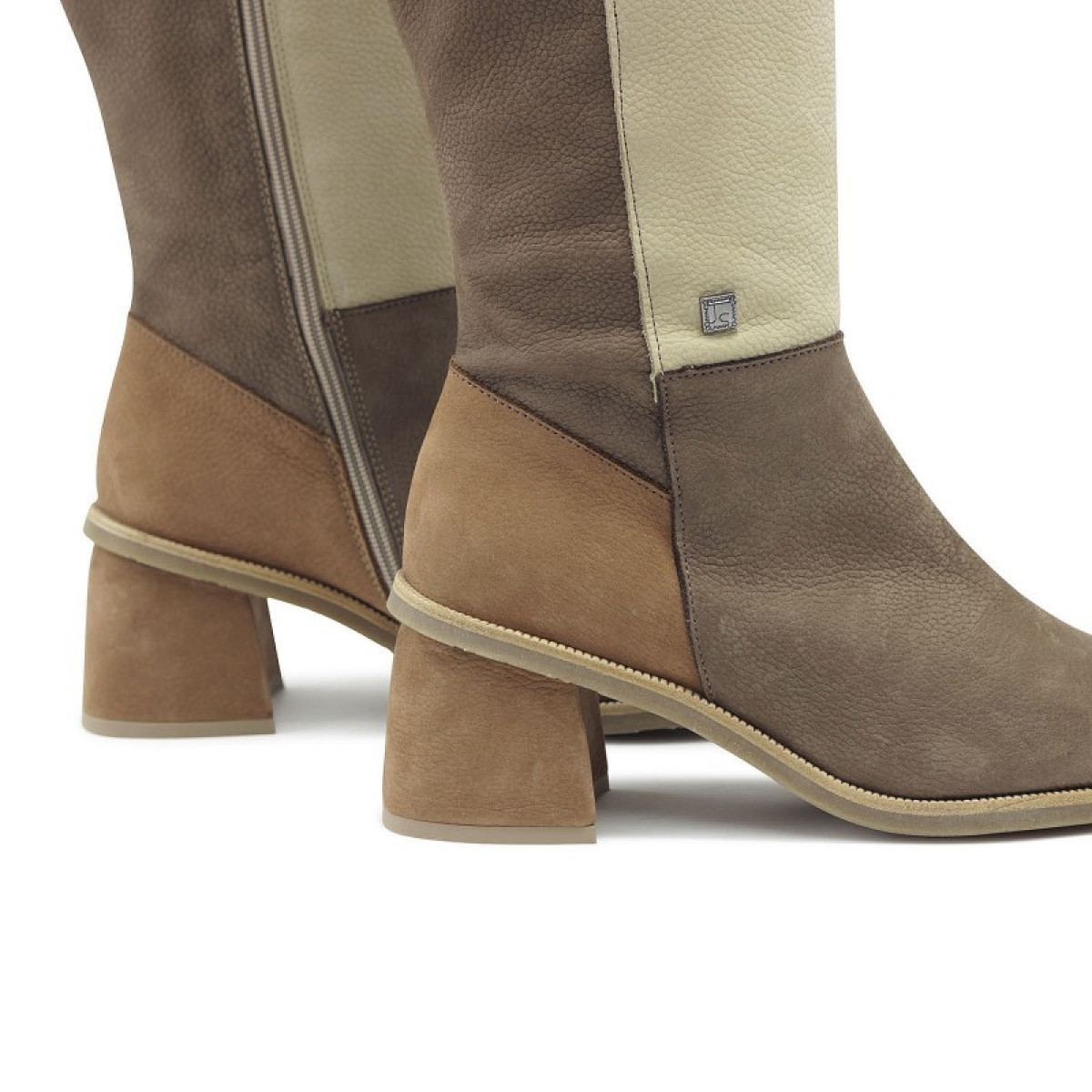 Bottes montantes en cuir grainé - Marron - Jose Saenz