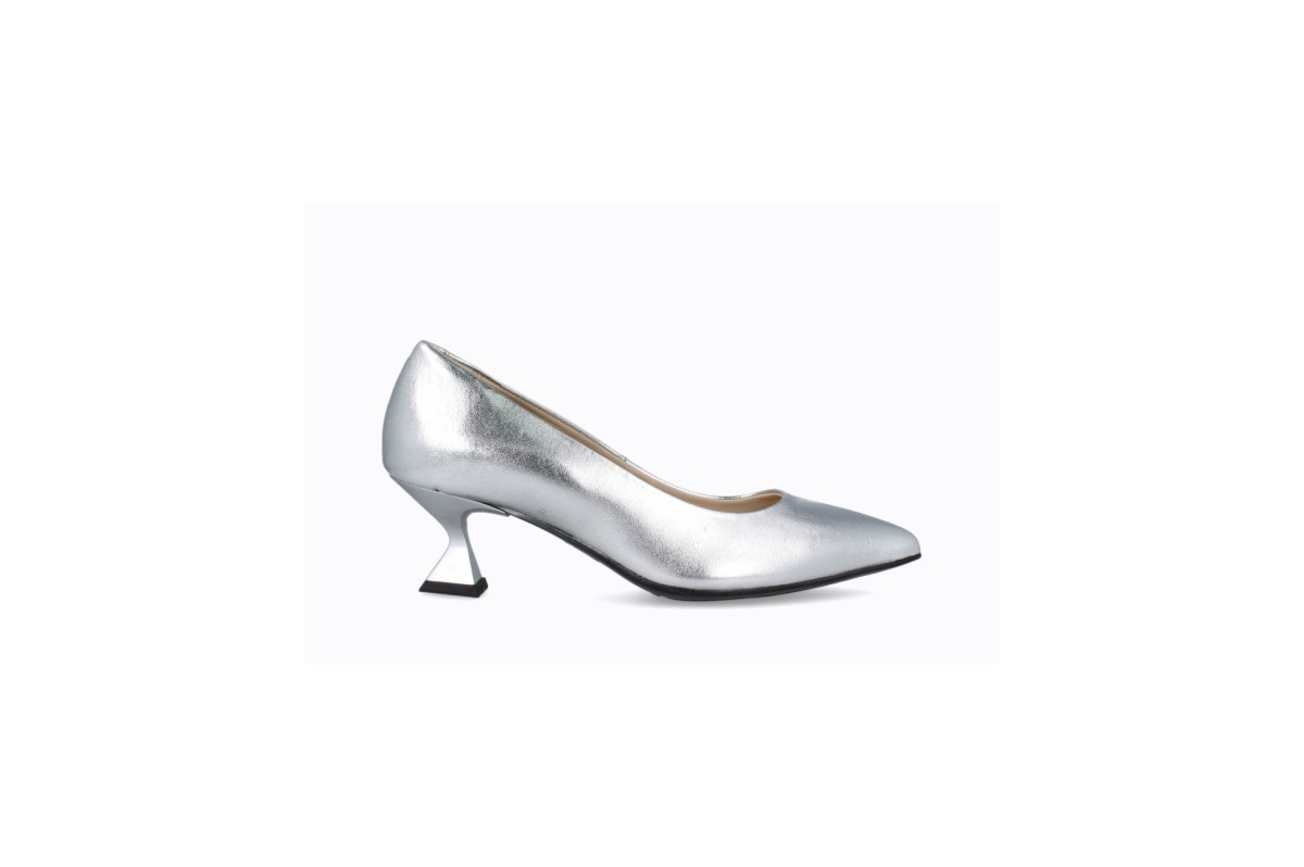 Escarpins en cuir talon original - Argent - Lince