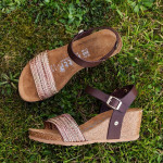 Sandales confortables compensées à brides tressée - Marron - Futti