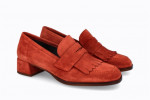 Mocassins en daim et franges - Rouge - Lince