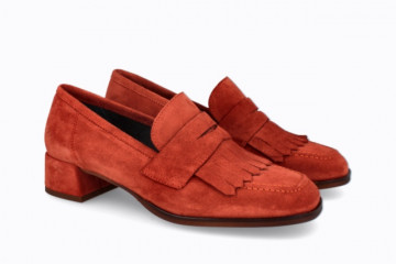 Mocassins en daim et franges - Rouge - Lince