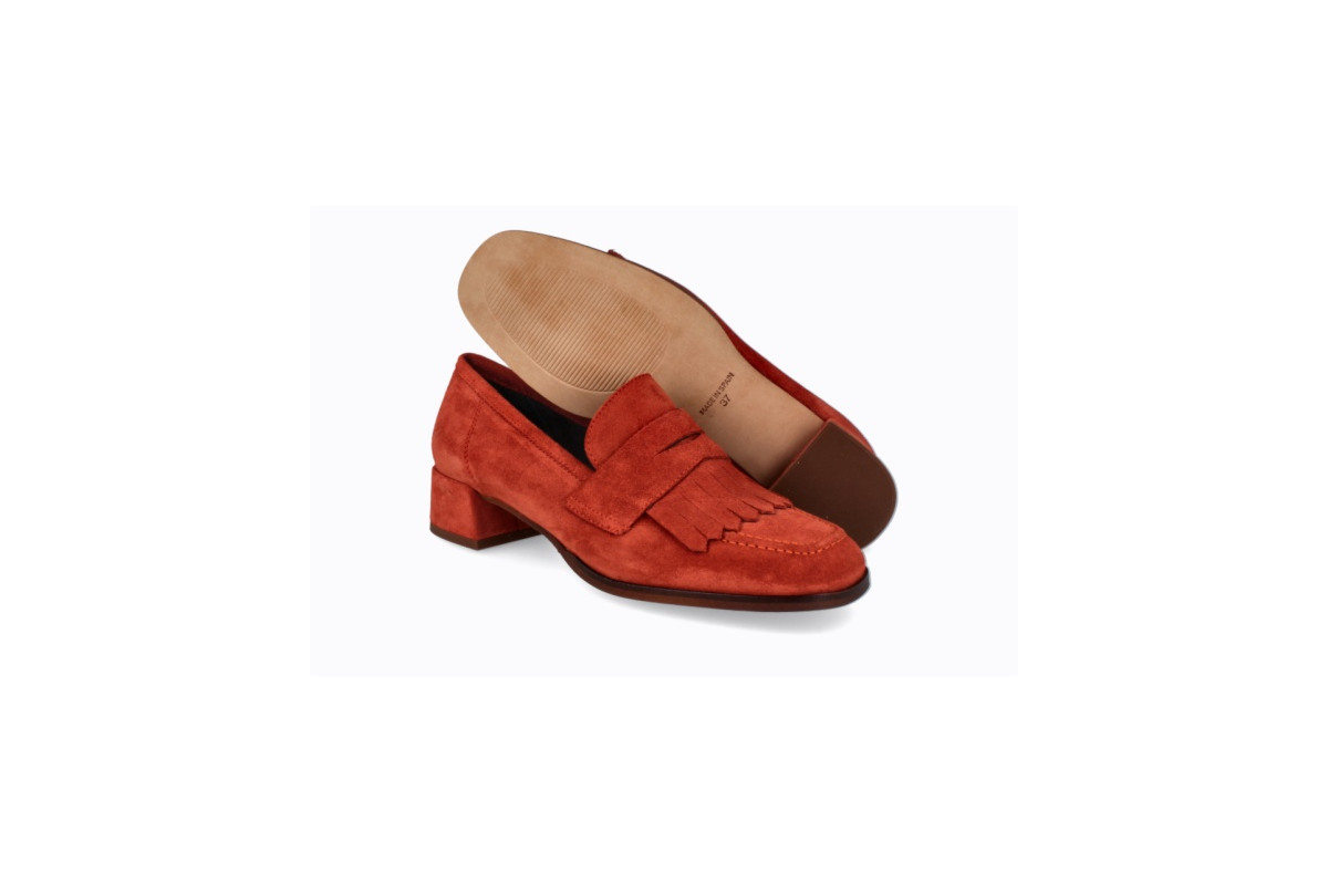 Mocassins en daim et franges - Rouge - Lince