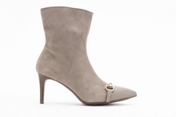 Bottines à talon bottier en daim - Beige - Lince