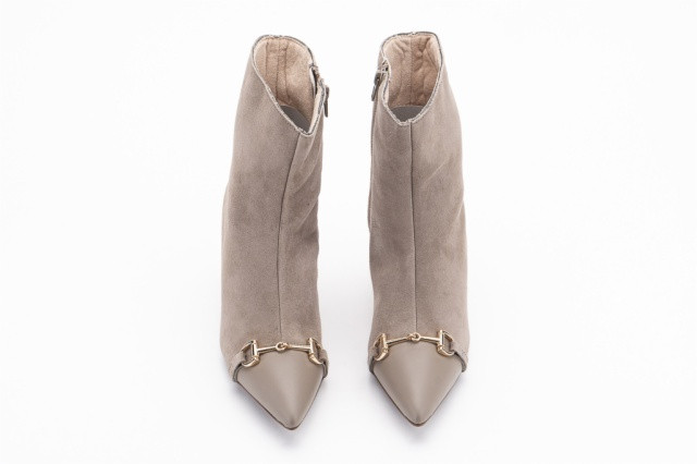 Bottines à talon bottier en daim - Beige - Lince