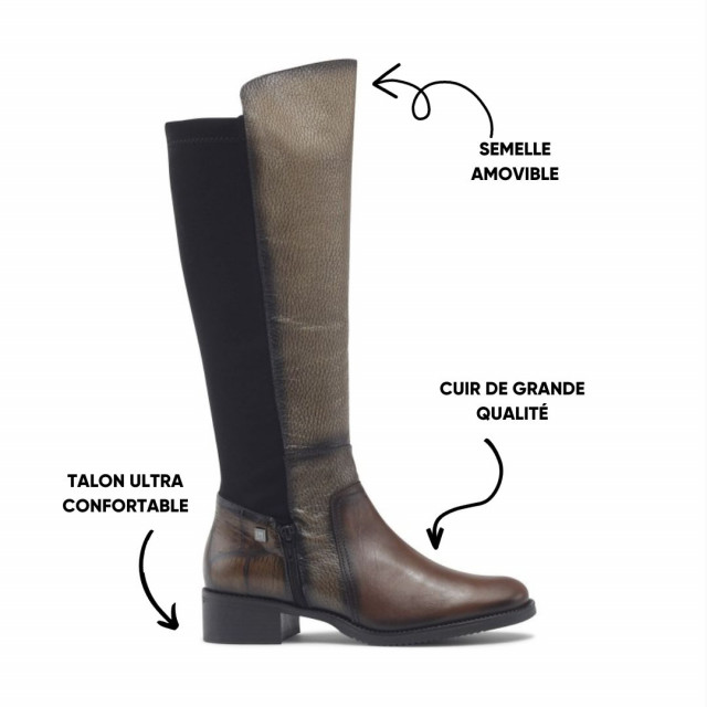 Bottes en cuir montante bicouleur - Marron - Jose Saenz