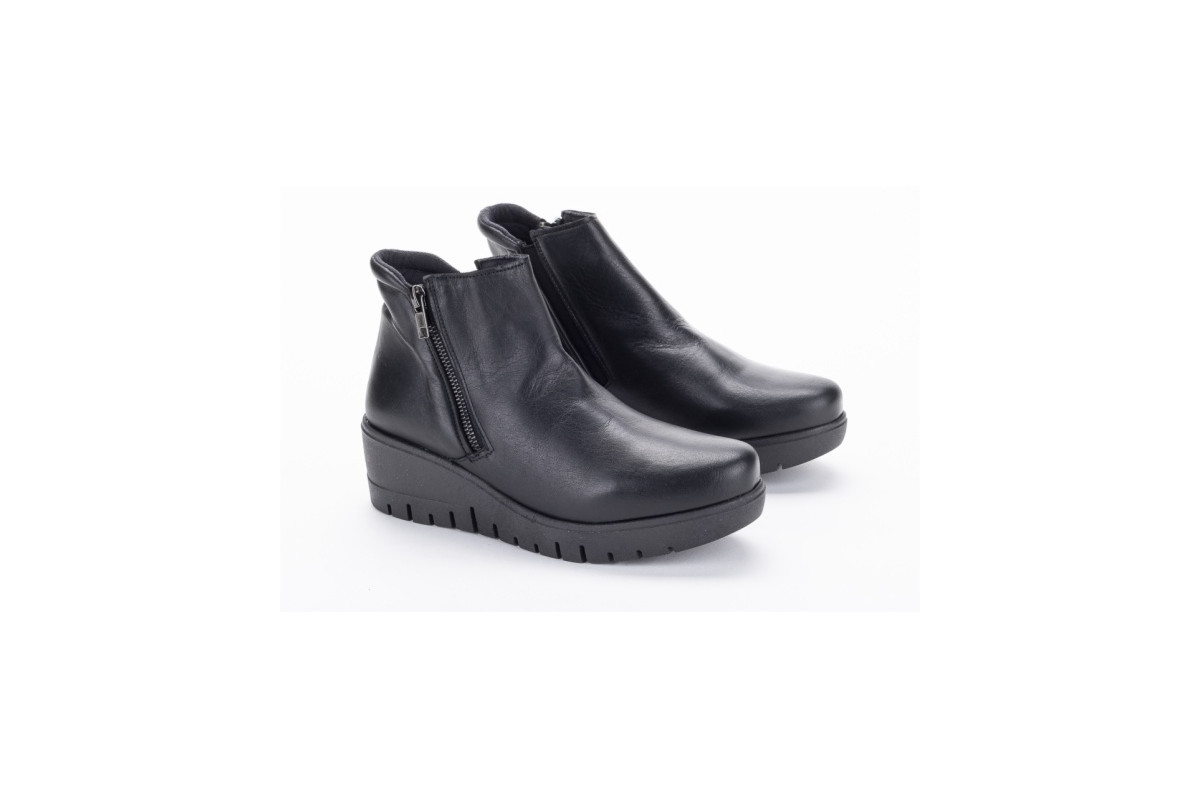 Bottines en cuir compensées - Noir - Lince