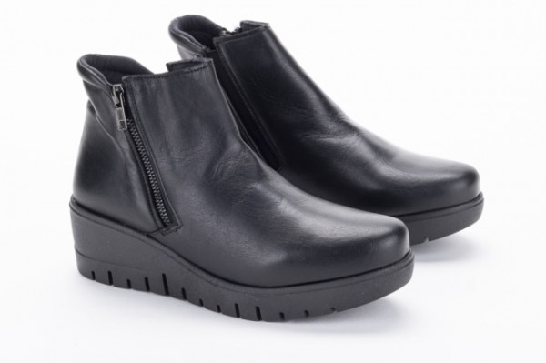 Bottines en cuir compensées - Noir - Lince