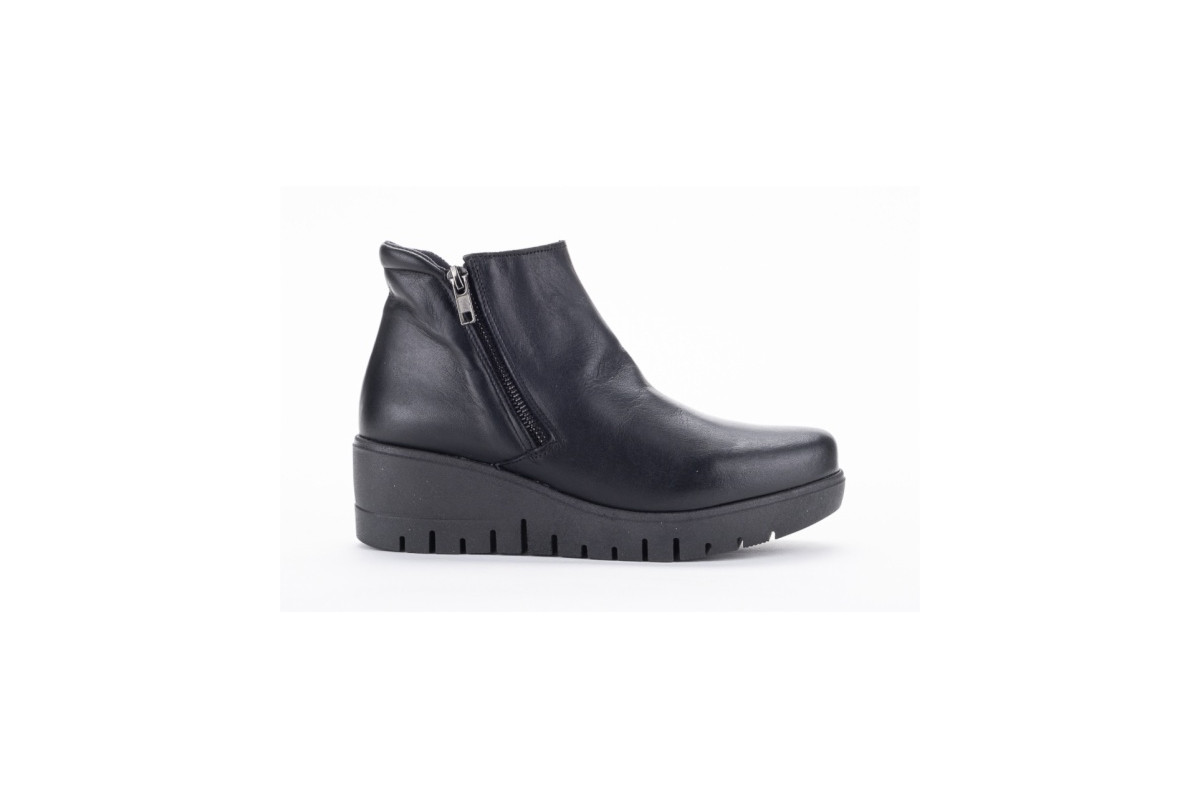 Bottines en cuir compensées - Noir - Lince