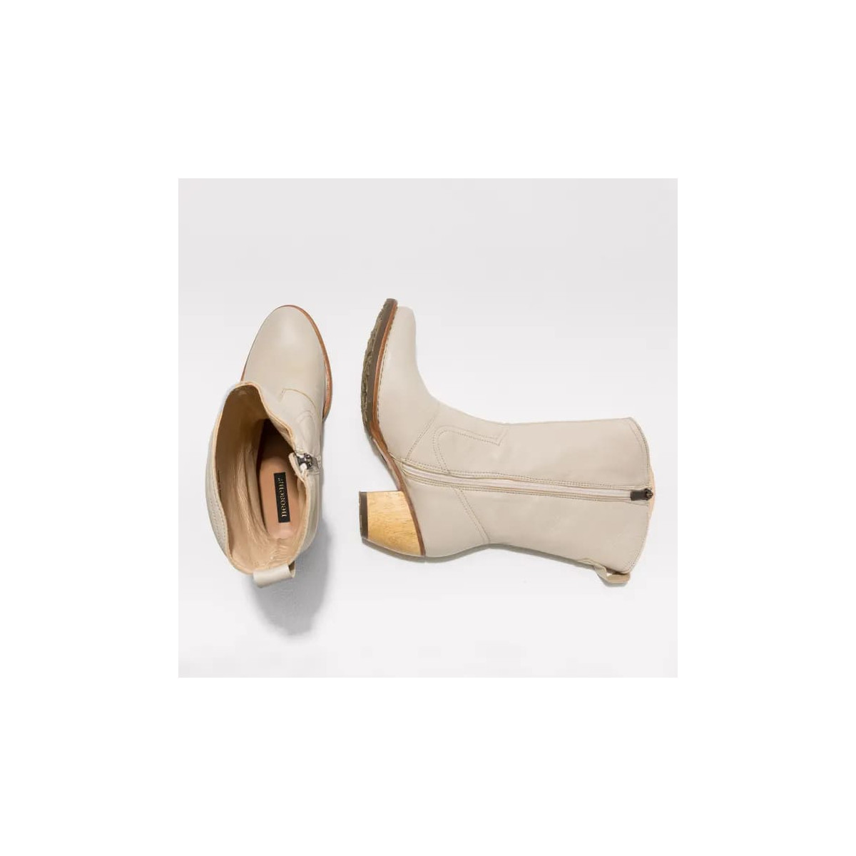 Santiags en cuir - Beige Clair - Neosens