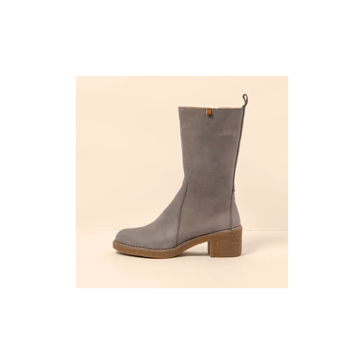 Bottes mi-hautes à talon en cuir doux - Gris - El naturalista