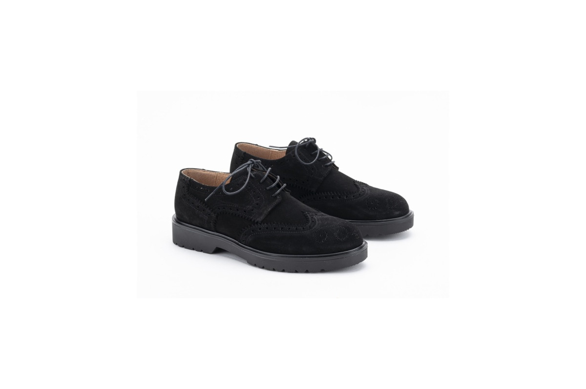 Derbies femme daim - Noir - Lince