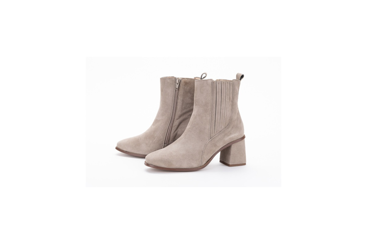 Chelsea boots à talon en daim - Beige - Lince