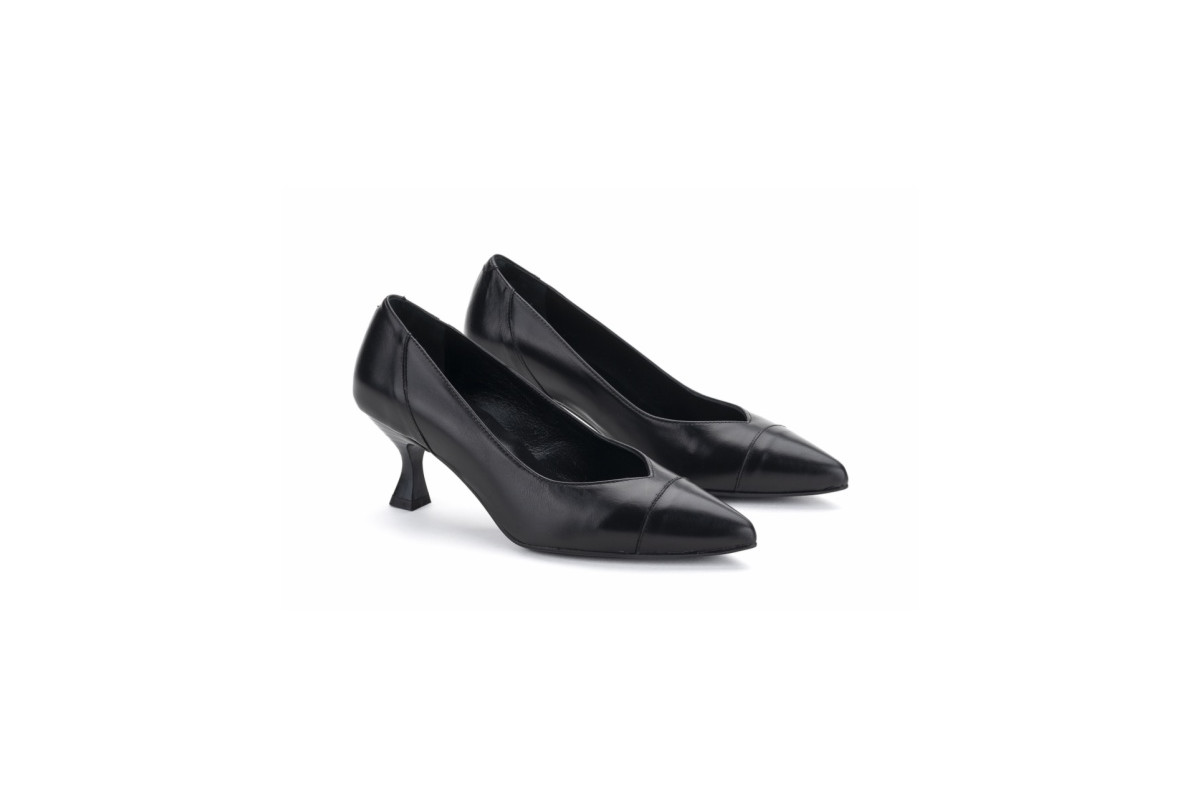 Escarpins en cuir talon original - Noir - Lince