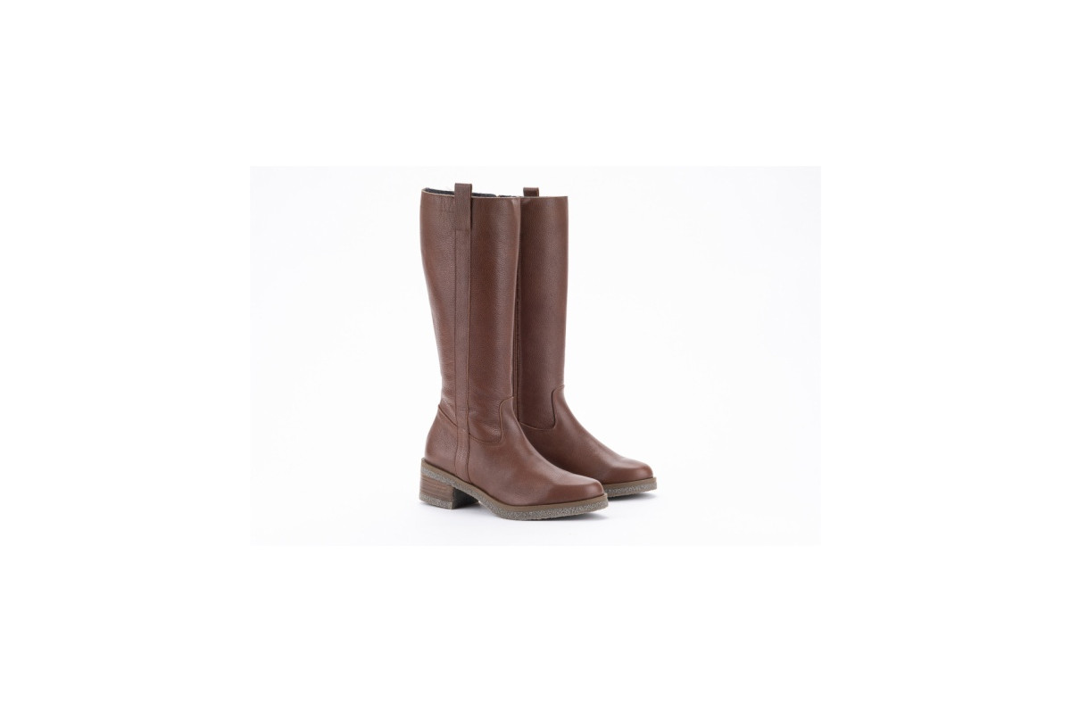 Bottes en cuir style cavalières - Marron - Lince