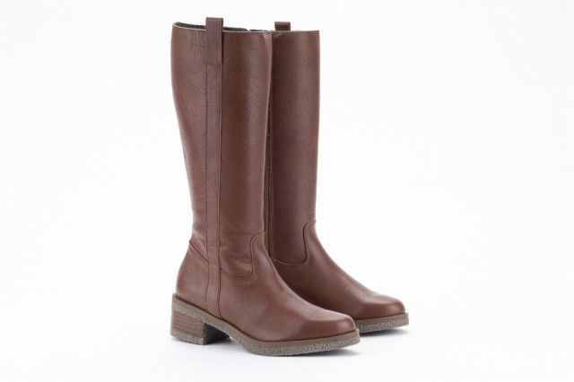 Bottes en cuir style cavalières - Marron - Lince