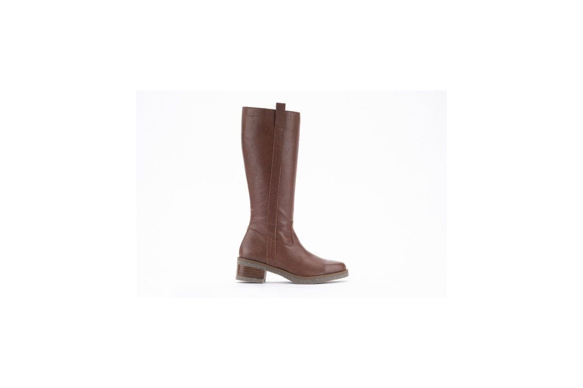 Bottes en cuir style cavalières - Marron - Lince