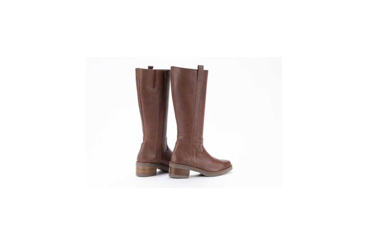 Bottes en cuir style cavalières - Marron - Lince