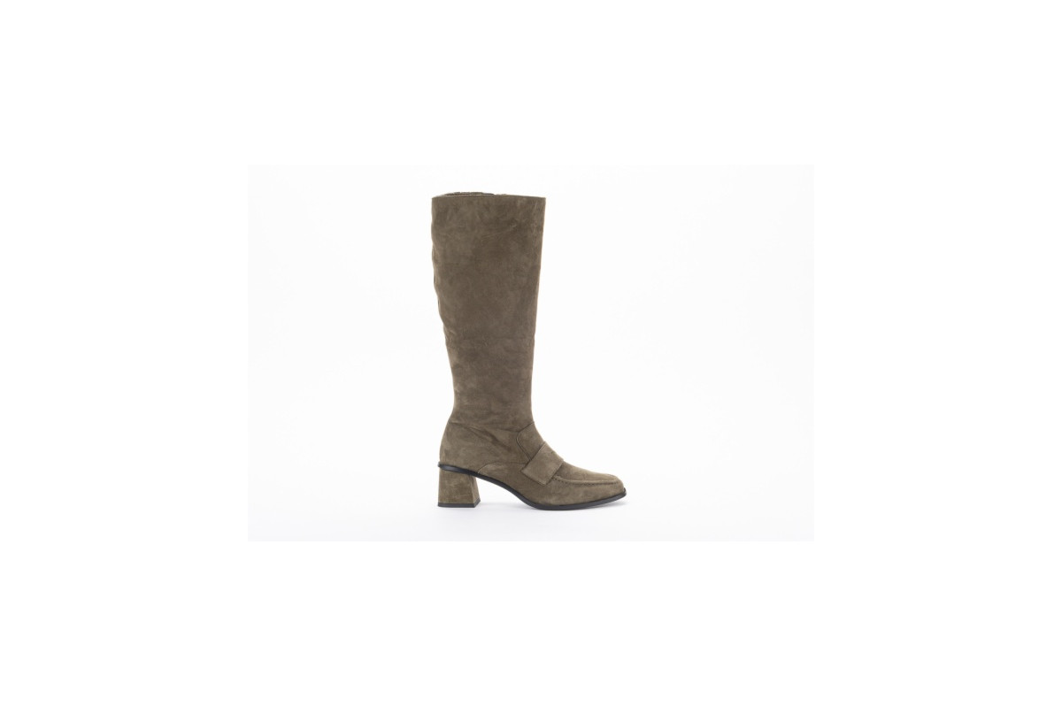 Bottes en daim talon carré - Kaki - Lince