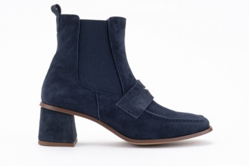 Bottines chelsea en daim à talon bottier - Bleu - Lince