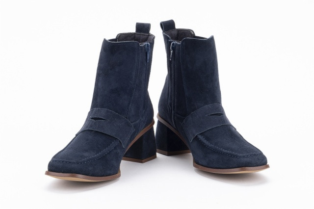 Bottines chelsea en daim à talon bottier - Bleu - Lince