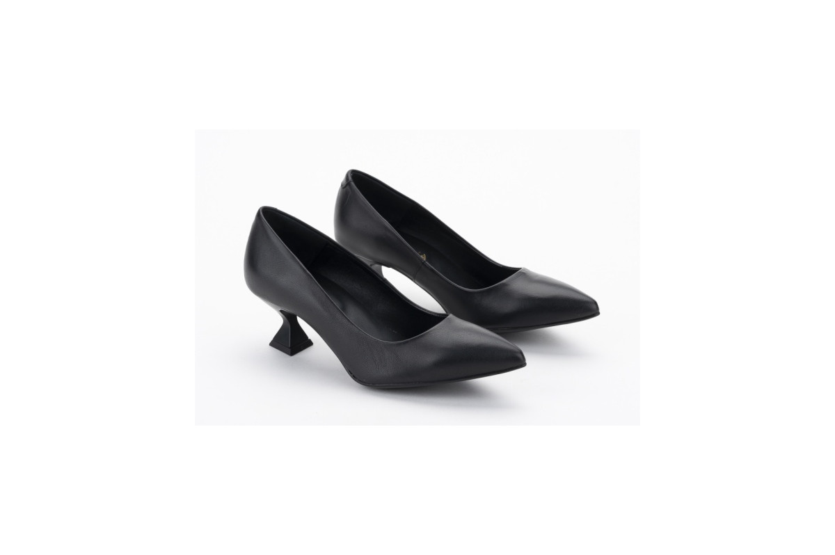 Escarpins en cuir talon original - Noir - Lince