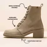 Bottines à talon et lacets en cuir suédé - Beige - El naturalista