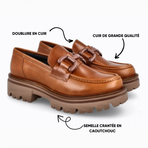 Mocassins en cuir à boucle - Marron - Lince