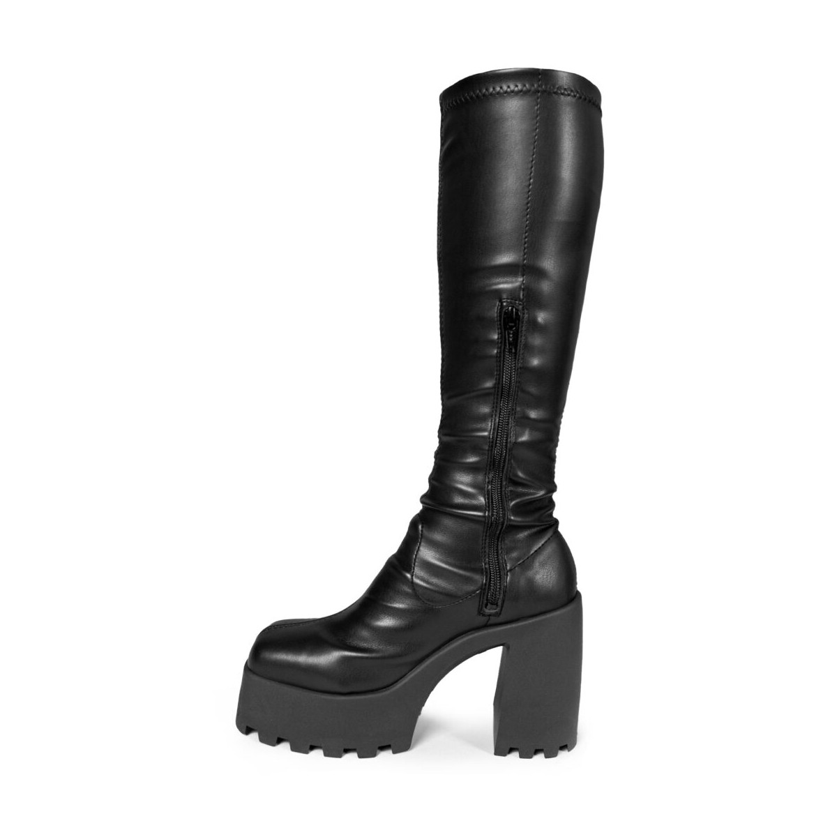 Bottes type cuissardes en cuir synthétique - Noir - Altercore